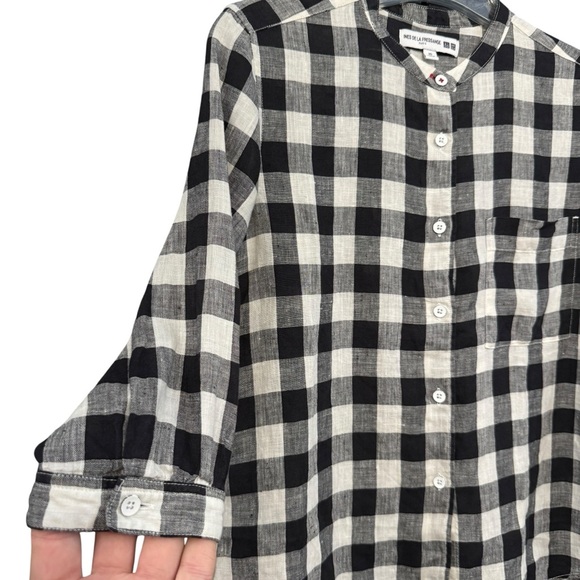 Uniqlo x Ines de la Fressange Gingham Check Blouse XS Black White - Picture 2 of 4